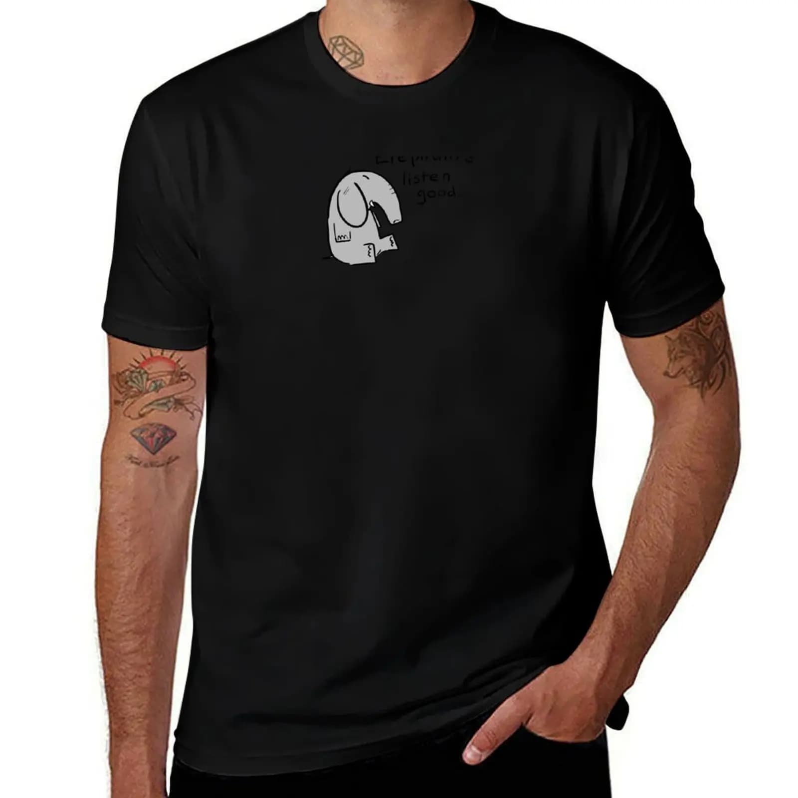 T-shirt with print 'Elefanti that are good listeners', casual T-shirt water resistant