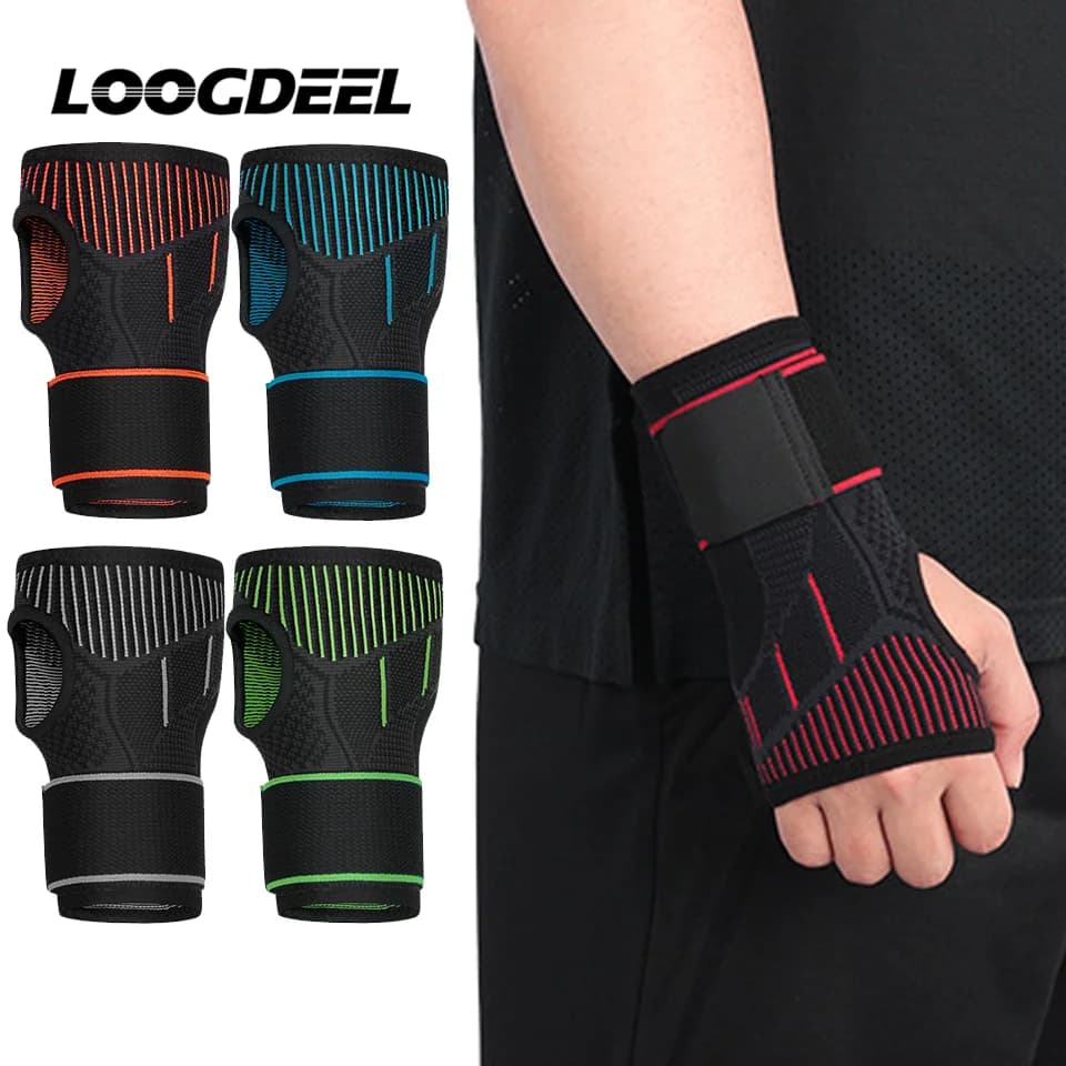 LOOGDEEL 1 pz copertura per il polso regolabile fasciatura braccialetto lavorato a maglia pressione sportiva basket fitness sollevamento pesi protezione per il polso da uomo