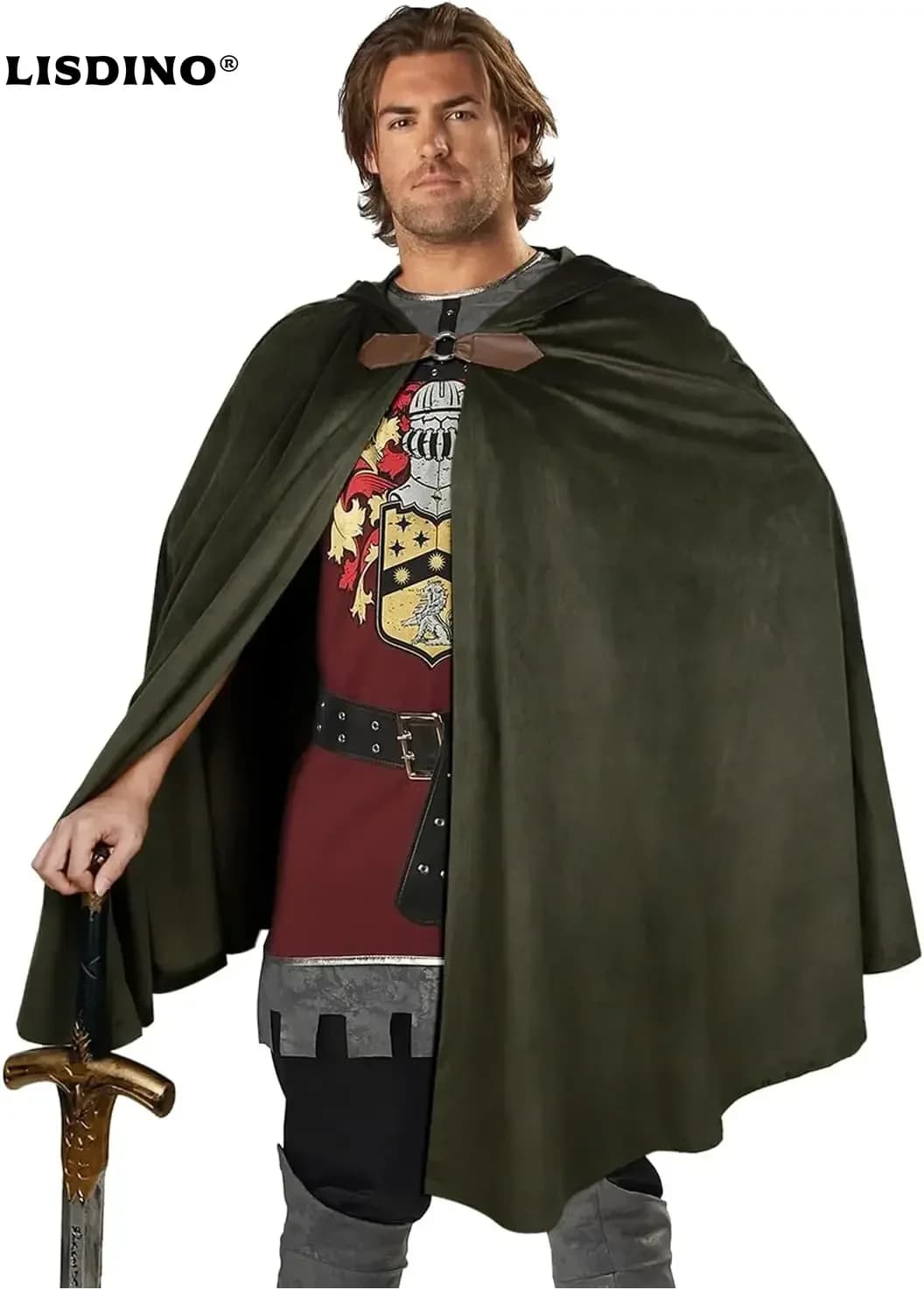 Medieval Velvet Hooded Cloak - Renaissance Cape with Hood Vintage Capelet Halloween Sorcerer Costume
