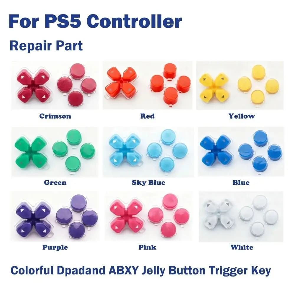 Jelly Color Controller Replacement Buttons Kit Cross-Directional Design BDM Compatible Directional Buttons for PS5 Controller