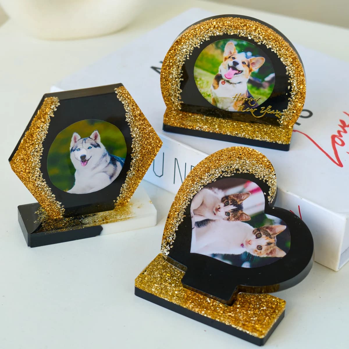 Cornice per foto Stampo in silicone Fai da te fatto a mano Cuore Rotondo Esagonale Cristallo Resina epossidica Stampi per colata artigianale Decorazioni per la casa Regalo d'arte