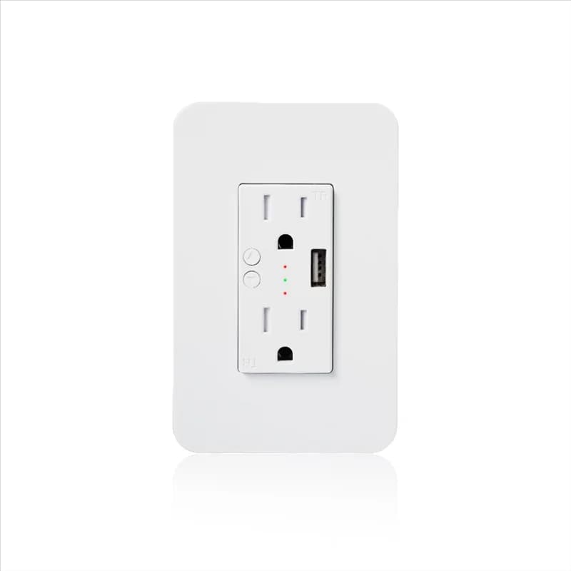 AA60-Wifi Smart wall current socket with 2 USB Tuya APP standard American remote control sockets for Alexa Google Home compatible