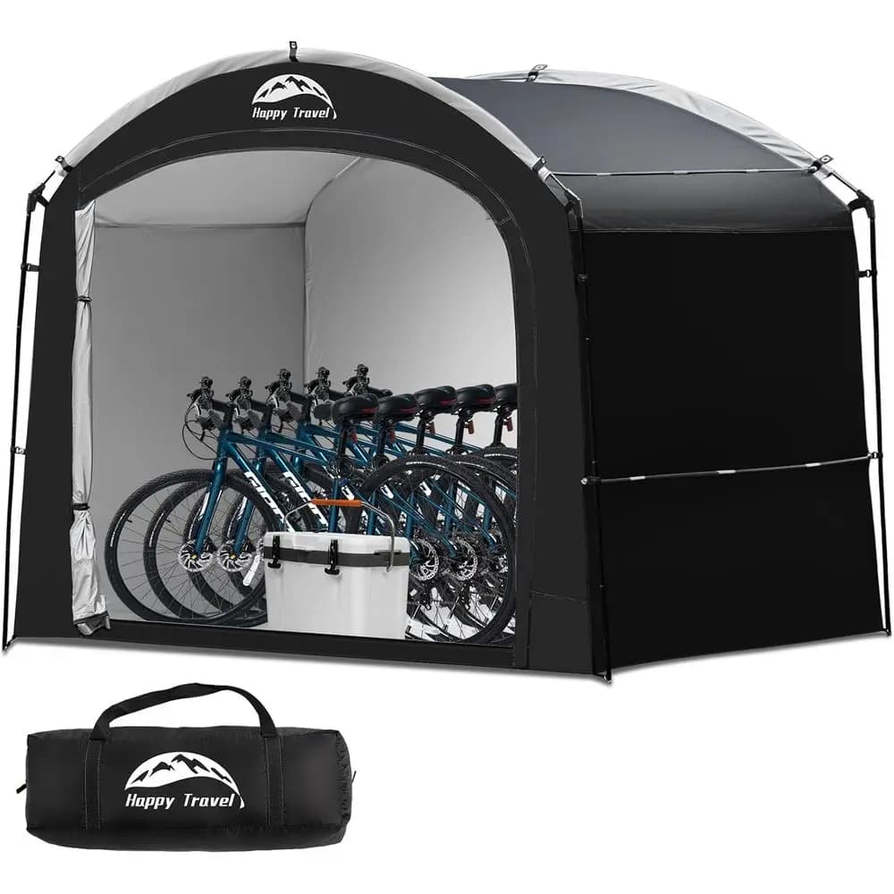 Telo Copribici Portatile Impermeabile con Vano Superiore Esteso per 2-5 Biciclette, Riparo Esterno Facile da Montare per Moto, Giardino