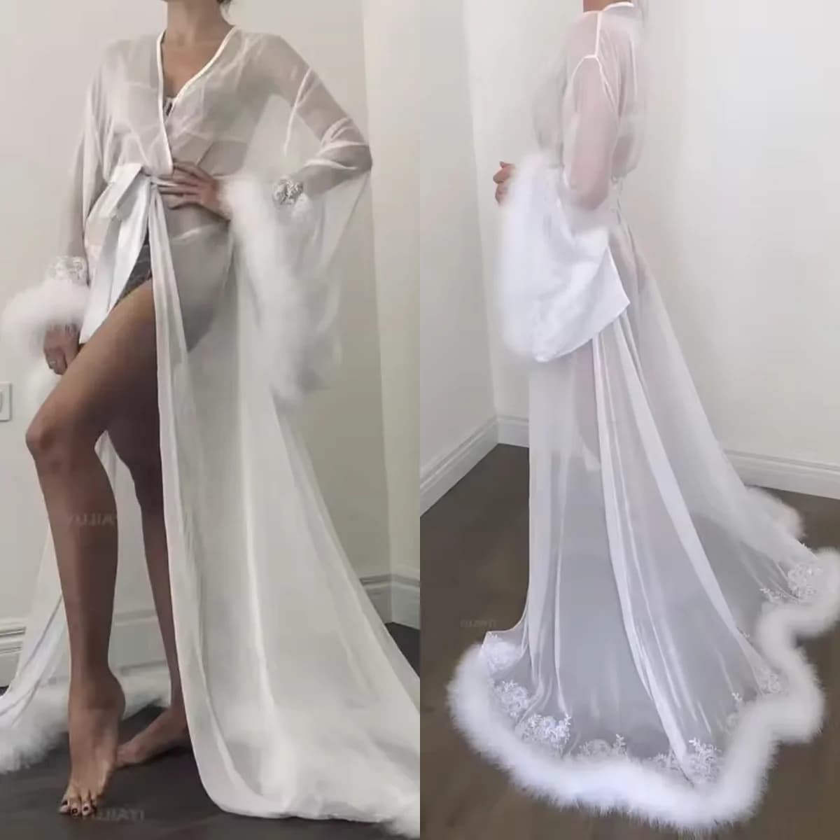 Wedding Dress in White Lace Maxi Wedding Dress Custom Honeymoon Lingerie Women's Dresses Pajamas Dress for Engagement Photo Service