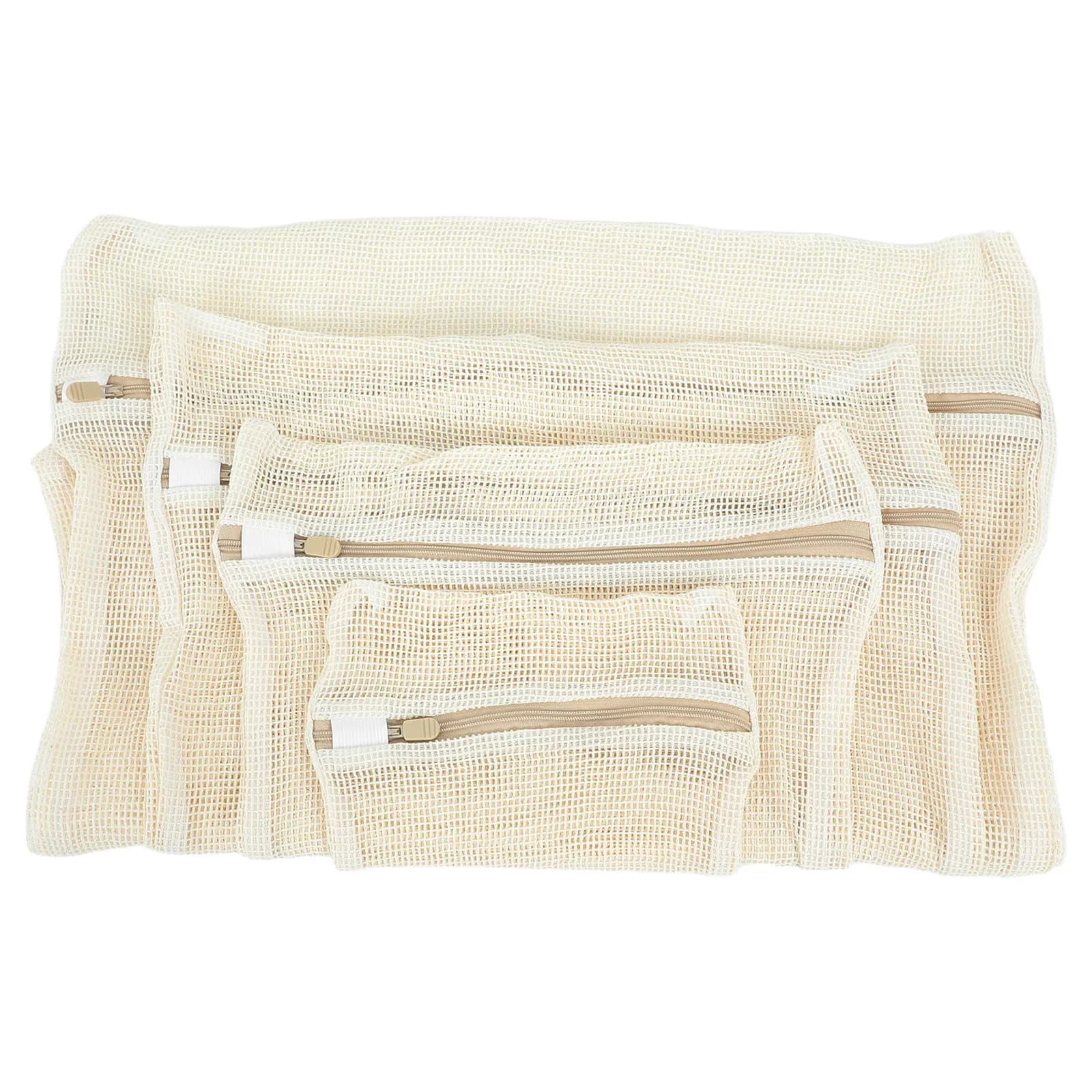 4Pcs Cotton Mesh Laundry Bags 4 Sizes Reusable Delicates Wash Bags for Bra Lingerie Undergarments Socks Garment Washer