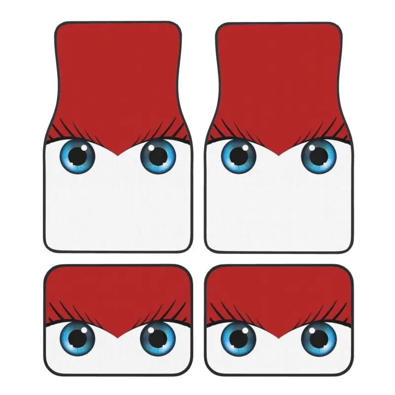 Set di 4 Tappetini per Auto con Occhi di Bambina, Universali per Anteriore e Posteriore, con Base Antiscivolo in Gomma, Accessori Auto