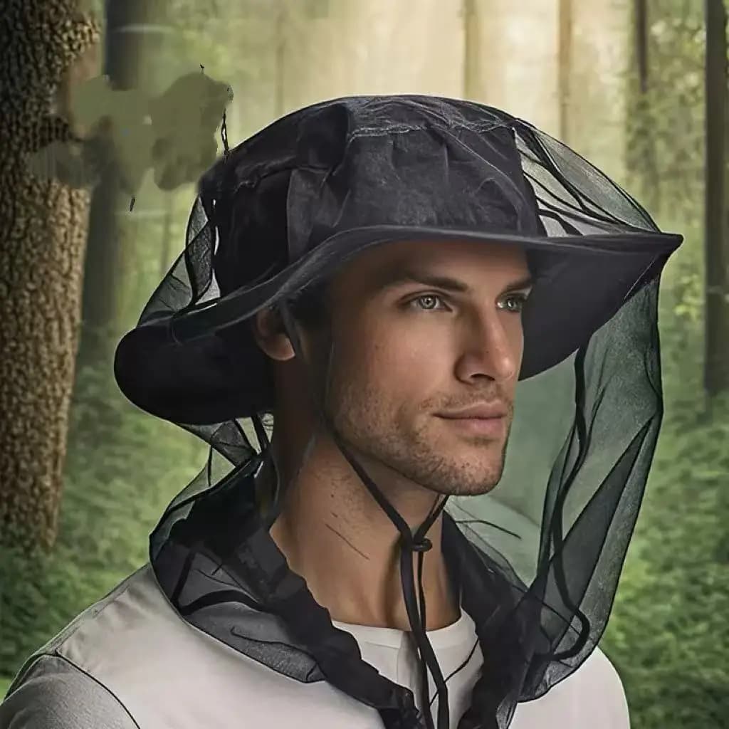 Cappello Portatile con Zanzariera per Esterni, Cappello da Pesca Staccabile, Cappello da Apicoltore Anti-Zanzare e Insetti, Protezione Solare, Copricapo a Rete