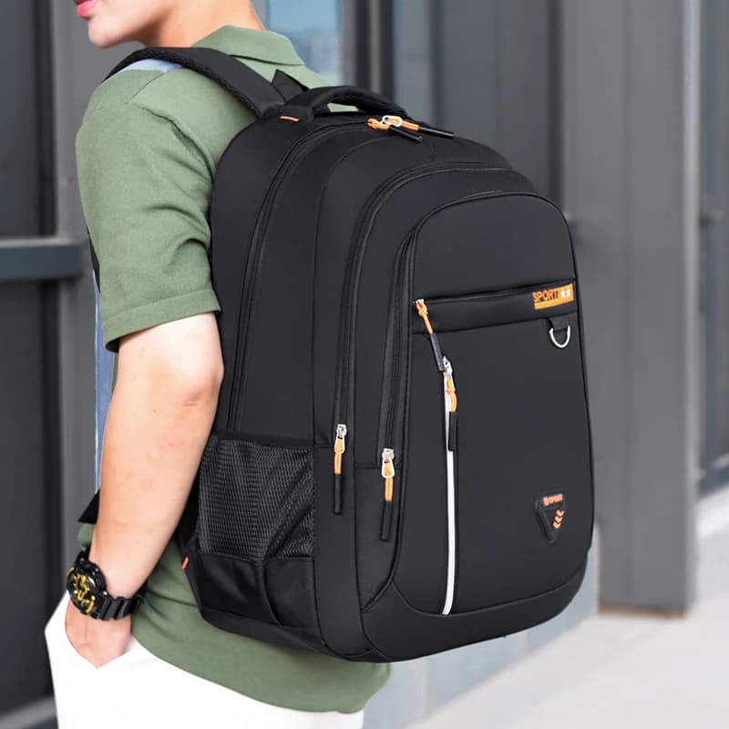 Men Casual Backpack Large Capacity Multi Compartment Adjustable Shoulder Straps Travel Work School Daypack