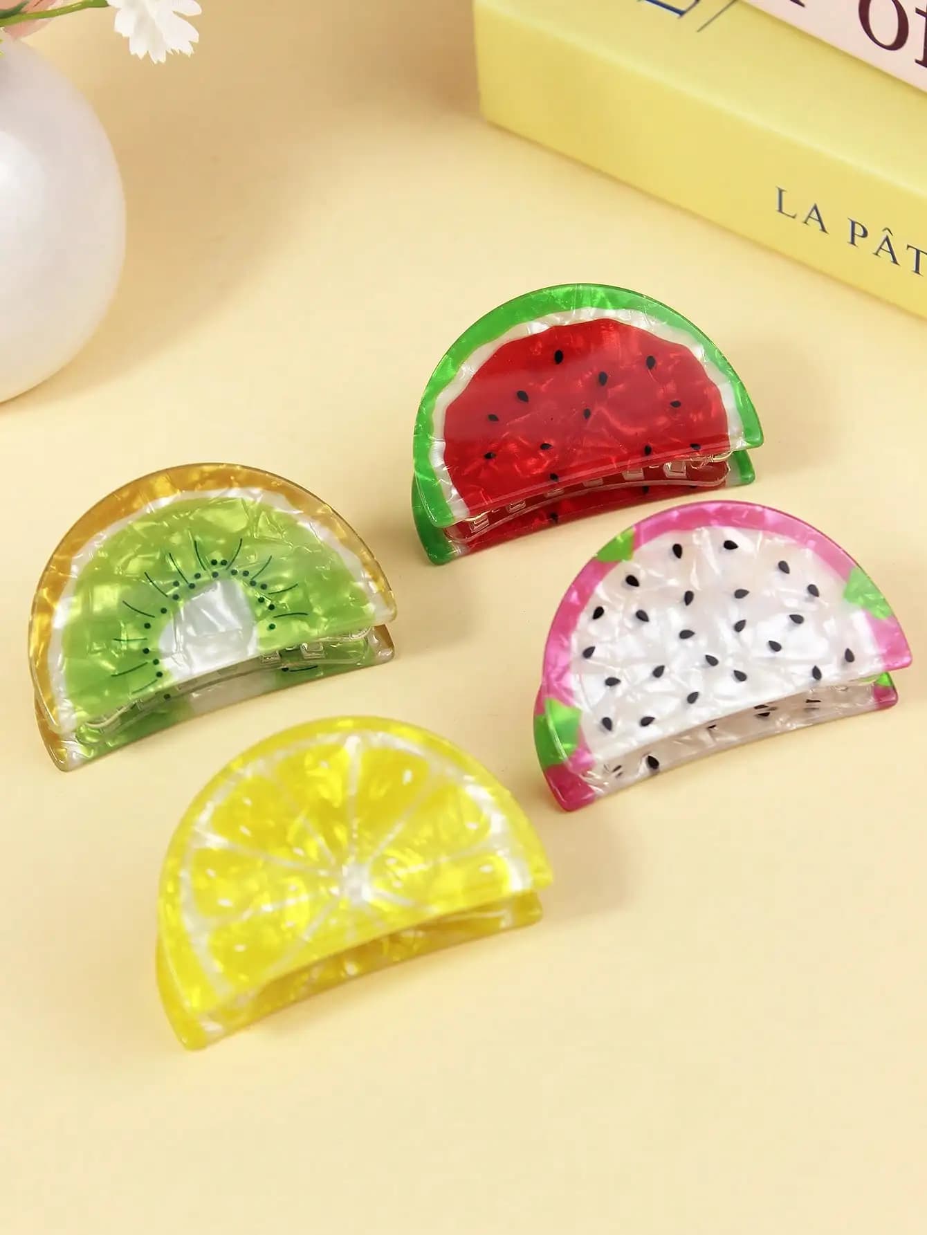 1 clip per capelli in PVC a forma di frutta da donna, accessorio decorativo per capelli, regalo creativo per ragazze, accessori per capelli alla moda, clip per capelli eleganti, autunno inverno, per abiti da vacanza, abiti estivi da donna, fermagli per capelli