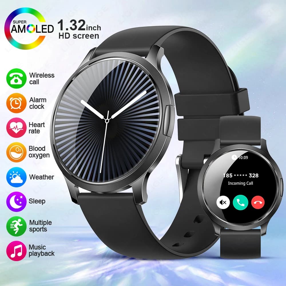 New LIGE Smartwatch with Ultra-thin AMOLED HD Screen, Custom Dial, Sporty Fitness Bracelet, Bluetooth Calls, Luxury Smartwatch
