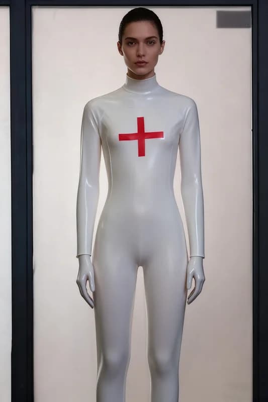 Body in lattice di gomma Uniforme da infermiera Costume da festa Guanti di Halloween Costume aderente Handwear per mascherata e Halloween
