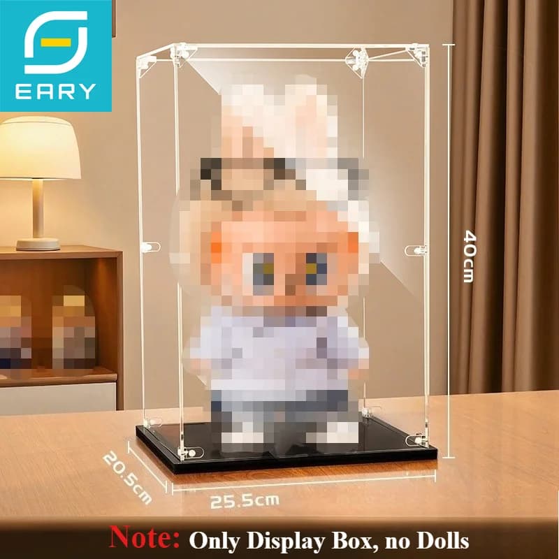 Eary Scatola di visualizzazione trasparente per armadietto di stoccaggio in acrilico Labubu antipolvere per Mokoko per Space Molly 400% per Chess King No Doll
