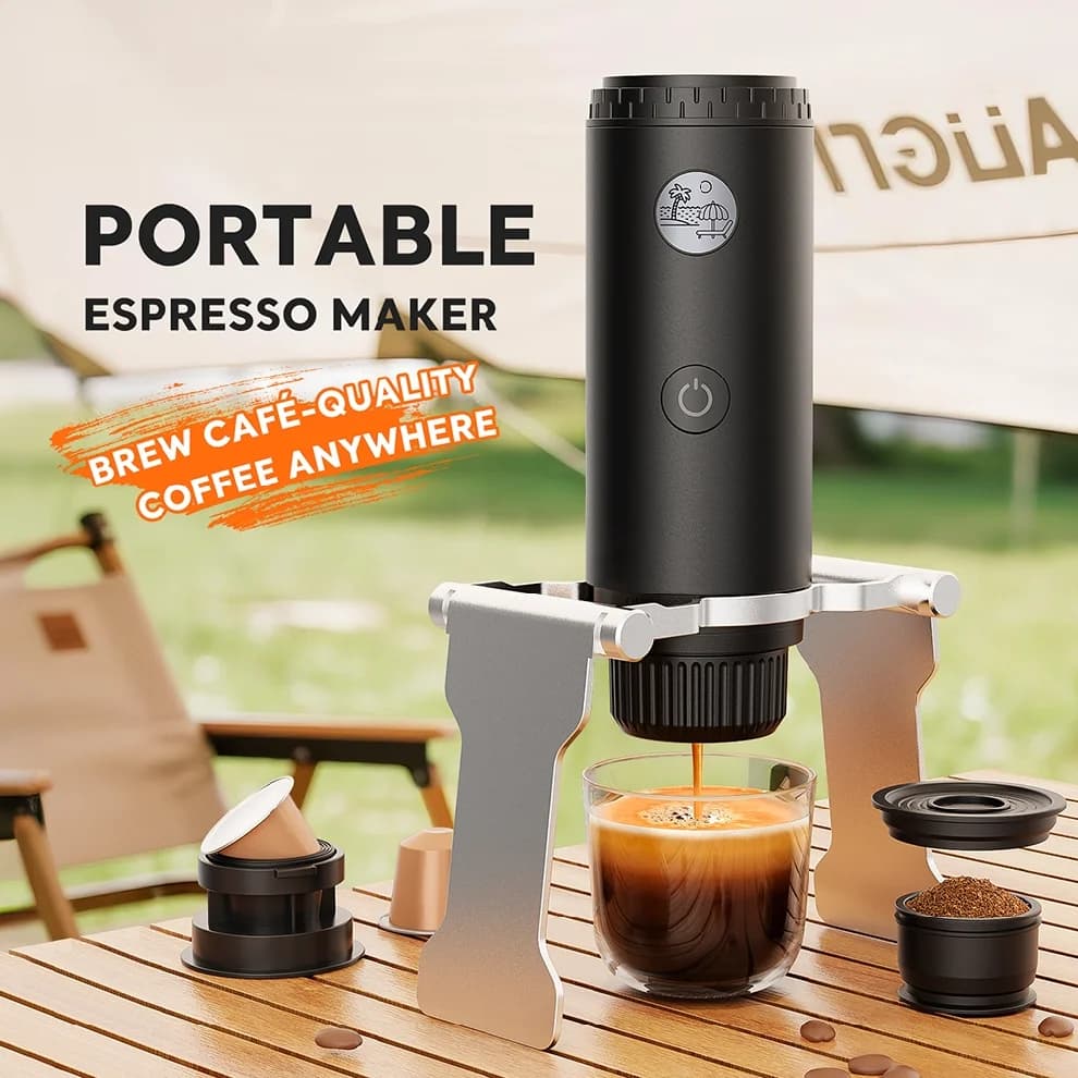3-in-1 Espresso Machine, Camping Travel Cafetiere, Hiking, Office, Self-heating Machine with USB-C