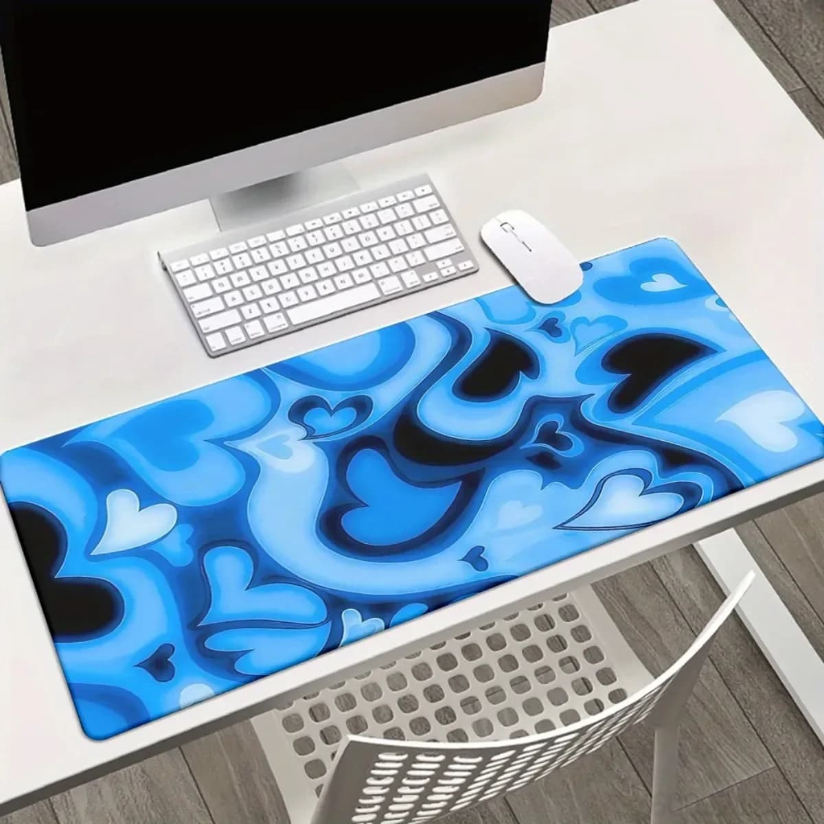 Tappetino per Scrivania Multiuso con Grafica Irregolare Sfumata Nera, Tappetino per Mouse da Gaming Stampato in HD per Ufficio e Giocatori, Ottimo Regalo