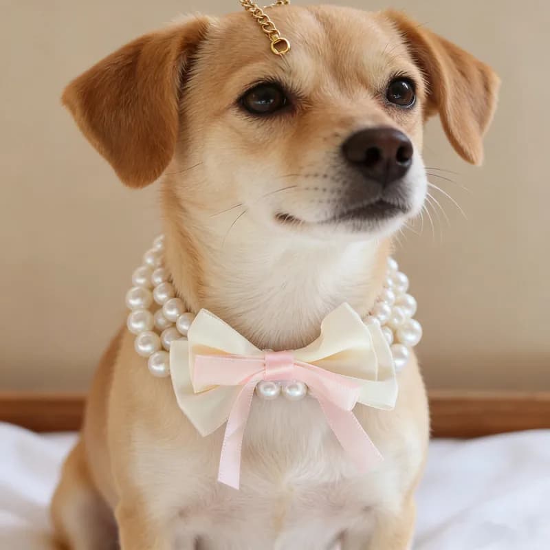 Collana di Perle a Doppia Fila per Cani, Gioielli per Cuccioli, Collare da Matrimonio per Gatti, Accessori per Costumi e Abbigliamento per Animali Domestici Chihuahua Yorkie