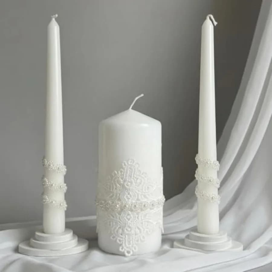Set di Candele Unity - Candele a Colonna da 6 Pollici e Due Candele Affusolate da 10 Pollici per Cerimonia e Ricevimento di Matrimonio, Candele Unity a Lunga Durata per il Matrimonio