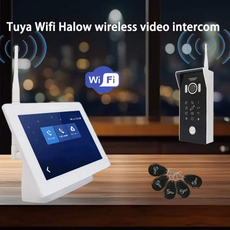WIFI Tuya monitor touch da 7 pollici connessione wireless campanello sistema videocitofonico con password e sblocco porta RFID