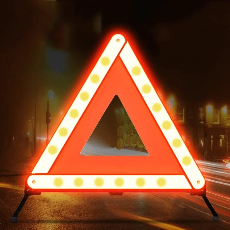 1 Pezzo Segnale di Stop Triangolare Riflettente per Auto, Segnale di Emergenza Pieghevole con Treppiede