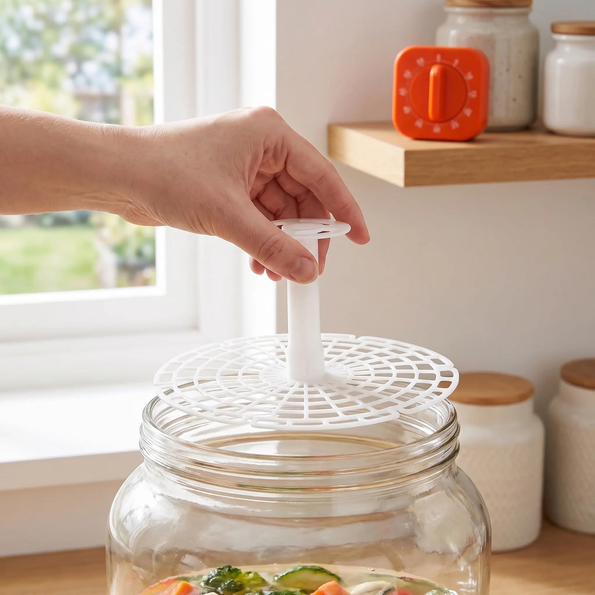 2Pcs Pickle Press Plate Plastic Fermentation Helper Vegetable Fermenting Presser Jar Weight for Mason Jars Kitchen Fermenting