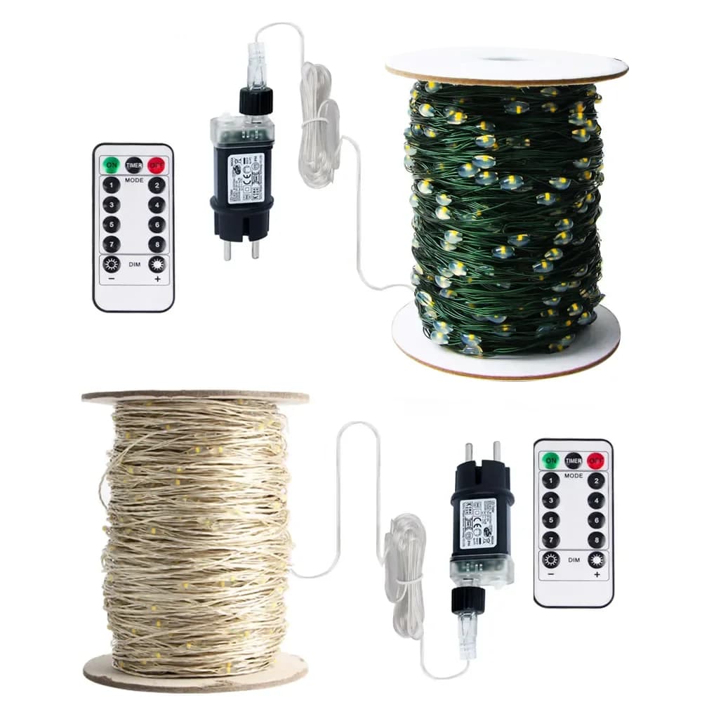 Luce a stringa a LED Lucine a filo verde Ghirlanda di Natale per la decorazione domestica di strada per feste di albero di Natale all'aperto di Capodanno