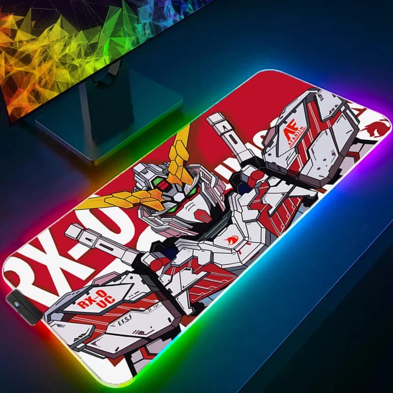 RGB Mouse Carpet Mechanical Warrior Gundam Gamer PC Large Backlight Computer Desk Mat Keyboard Gamers LED Mouse Mat
