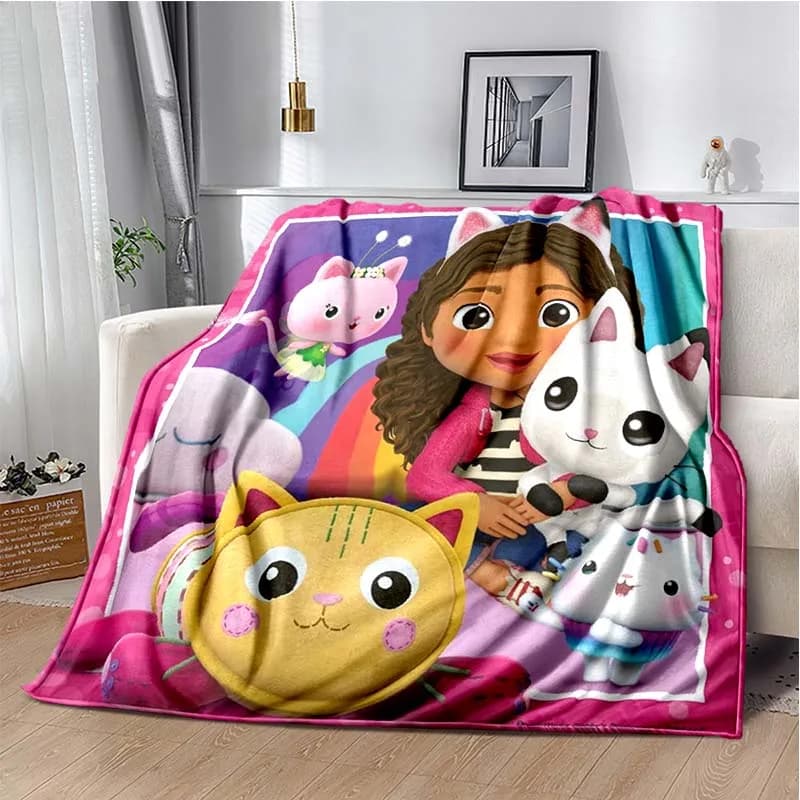 Simpatica Coperta Cartoon di Gabbys Dollhouse, Morbida Coperta per Casa, Camera da Letto, Divano, Picnic, Viaggio, Ufficio, Riposo, Regalo