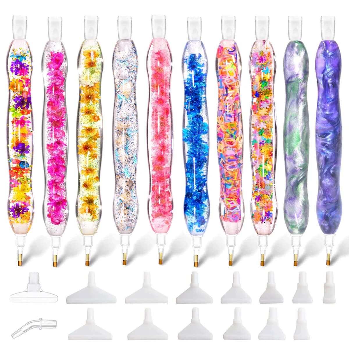 Handmade Resin 5D Diamond Painting Art Drill Pen Stylus Kit Tool Accessories and Diamond Paint Art Pen Tips Heads Placer and Wax