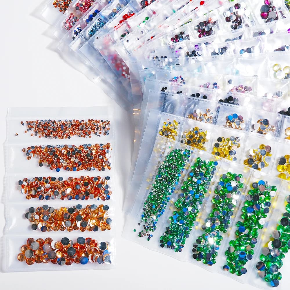 2mm/3mm/4mm/5mm/6mm Misto 1000 pezzi Decorazione in resina Strass Colorati Flatback Non Hotfix 3D Vestiti Art Strass