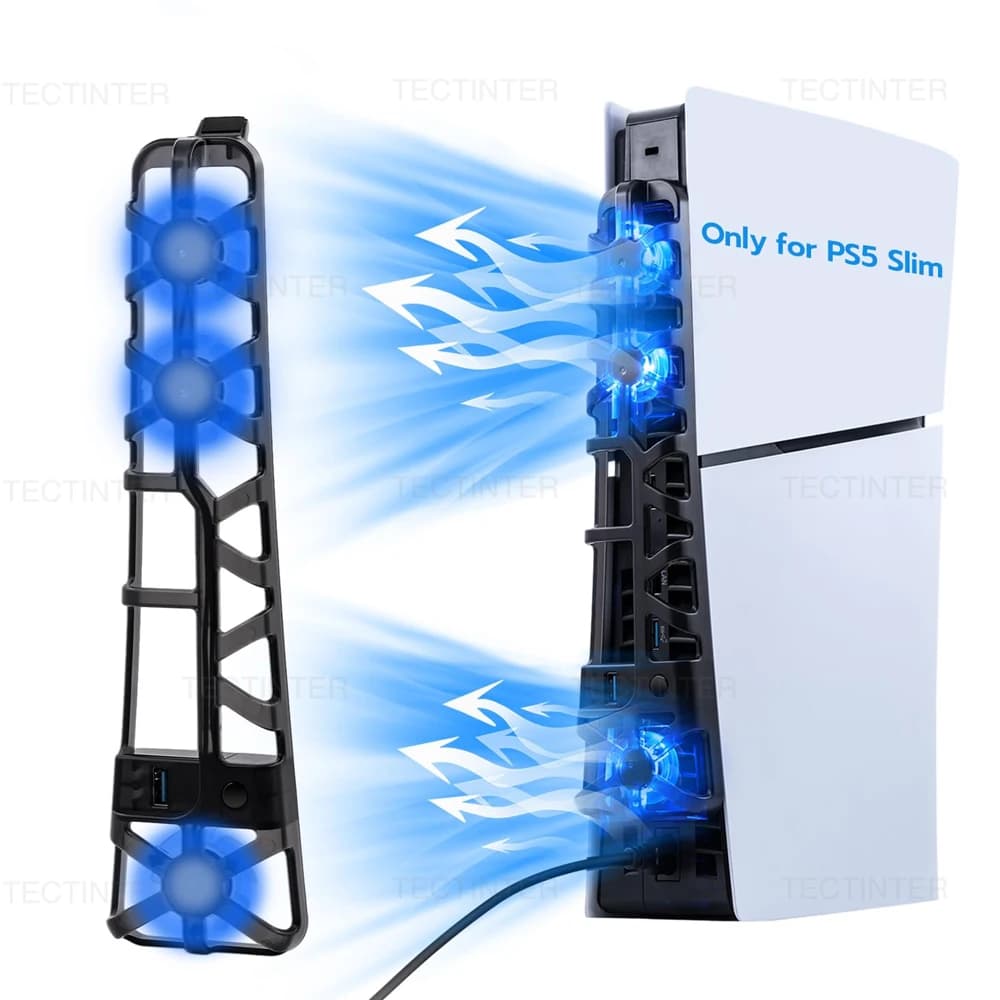 Ventola di raffreddamento per PS5 Slim Disc/sistema di raffreddamento console digitale con dispositivo di raffreddamento porta USB 3.0 per accessori PlayStation 5 Slim
