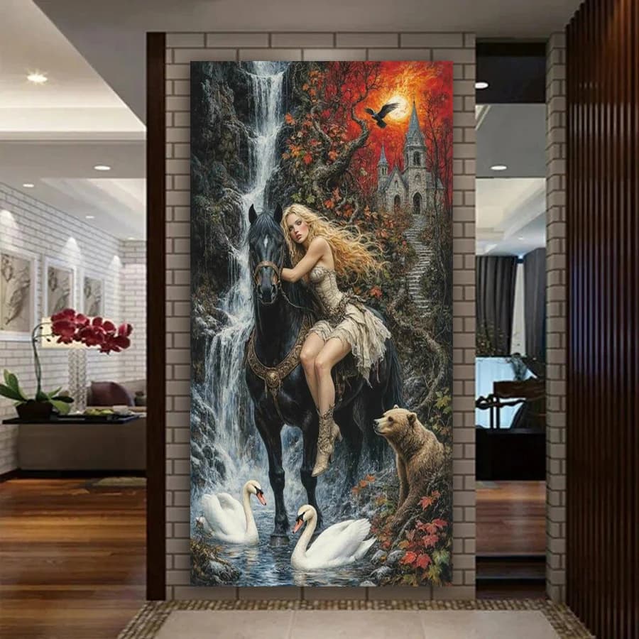 Diy Diamond Embroidery Woman Horse Bear Swan Picture Large Size Diamonds Painting Full Drill Mosaic Embroidery Kits Wall Decor