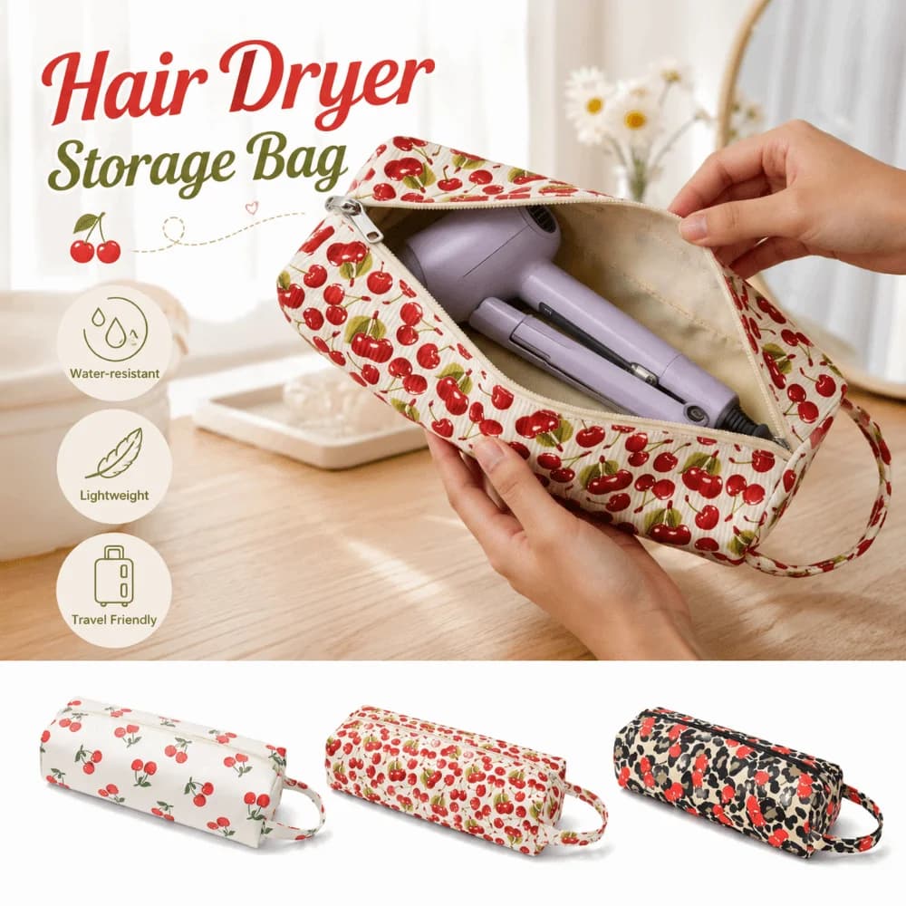 Large Capacity Hair Dryer Storage Bag Dustproof Portable Curling Iron Carrying Case Heat Resistant with Handle