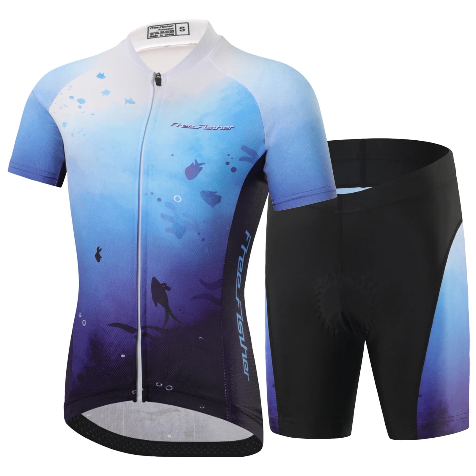 Set maglia da ciclismo per bambini, manica corta da bicicletta per ragazzi e ragazze, camicia in rete traspirante ad asciugatura rapida con pantaloncini imbottiti, abbigliamento da bici da equitazione