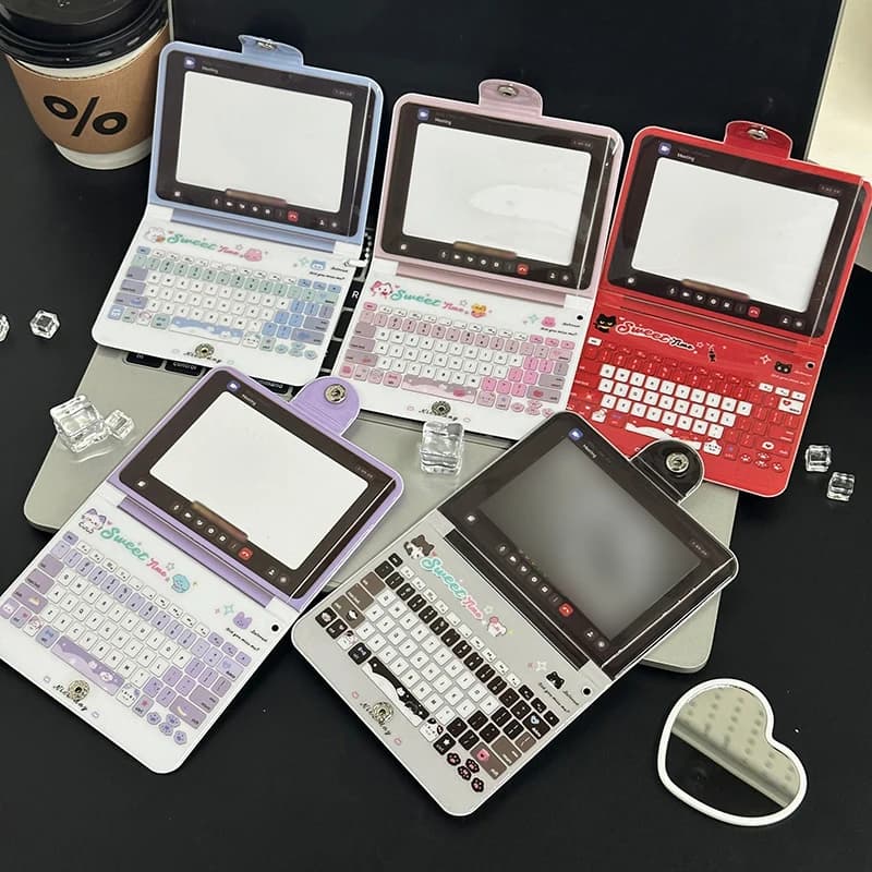 Cornice per foto in PVC a forma di laptop per porta carte Kpop Idol Anime da 3 pollici Custodia protettiva pieghevole Forniture per buste per carte creative