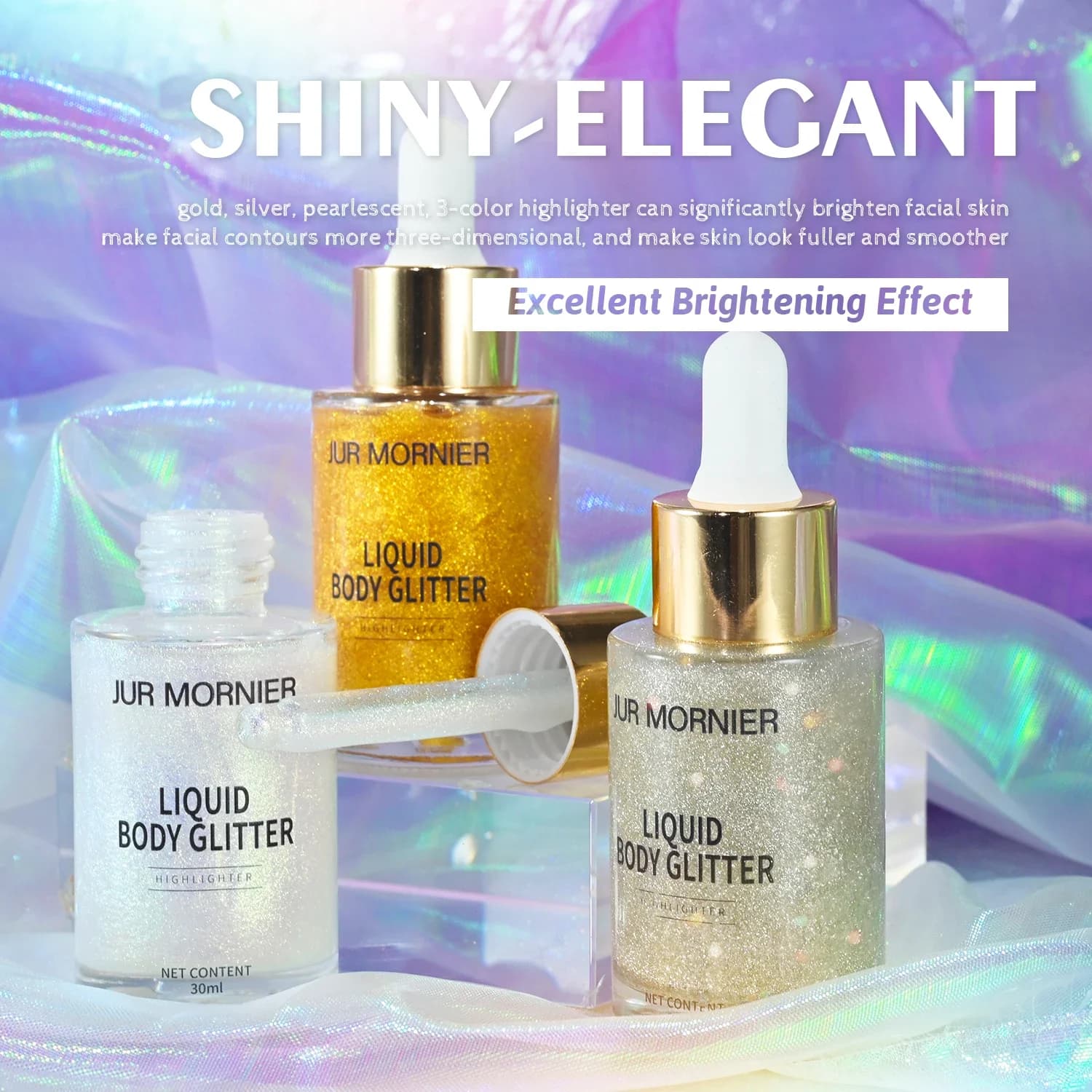 JUR MORNIER Liquid Highlighter Shimmer Glitter evidenziatore a lunga durata altamente pigmentato 30ML Diamond Face Illuminator Makeup