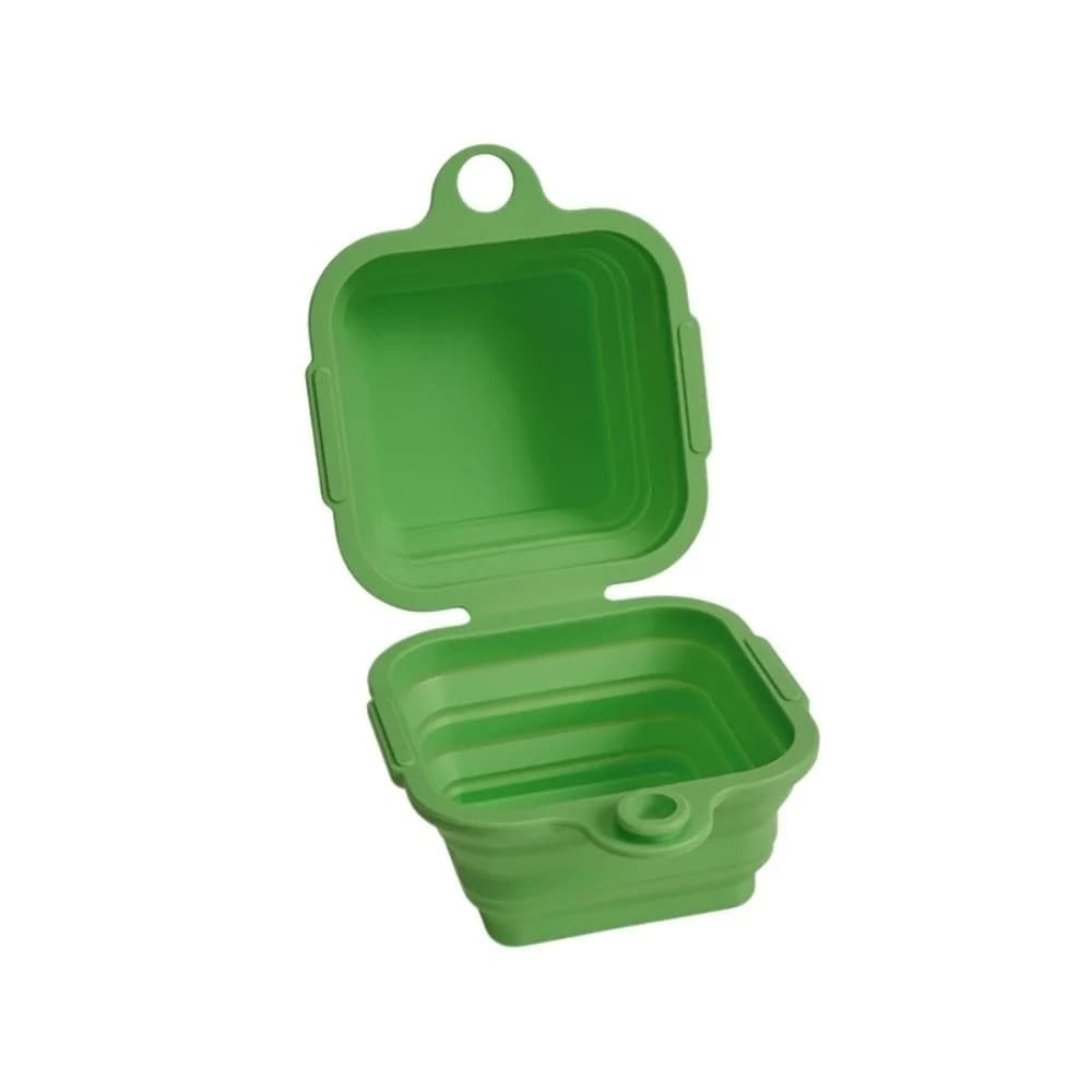 Portable Dog Feeding Double Bowl Hanging Food Grade Silicone Foldable Dog Dish Easy To Clean Square Pet Food Water Feeding Tray