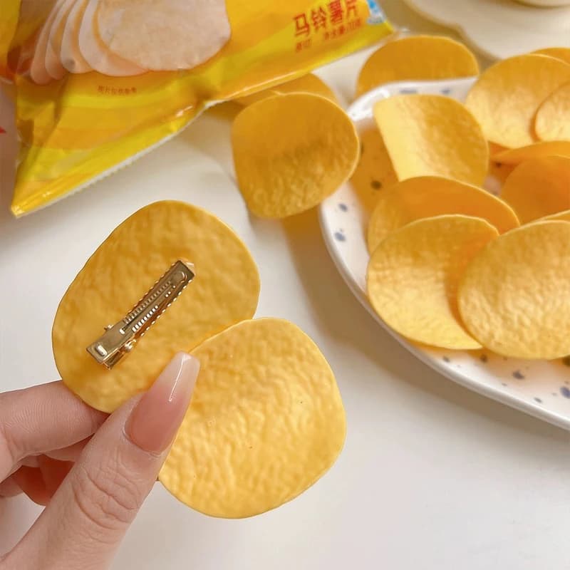 Divertenti fermagli per capelli a forma di patatine fritte per ragazze e donne, accessori per capelli, fermaglio a becco d'anatra, fermaglio laterale