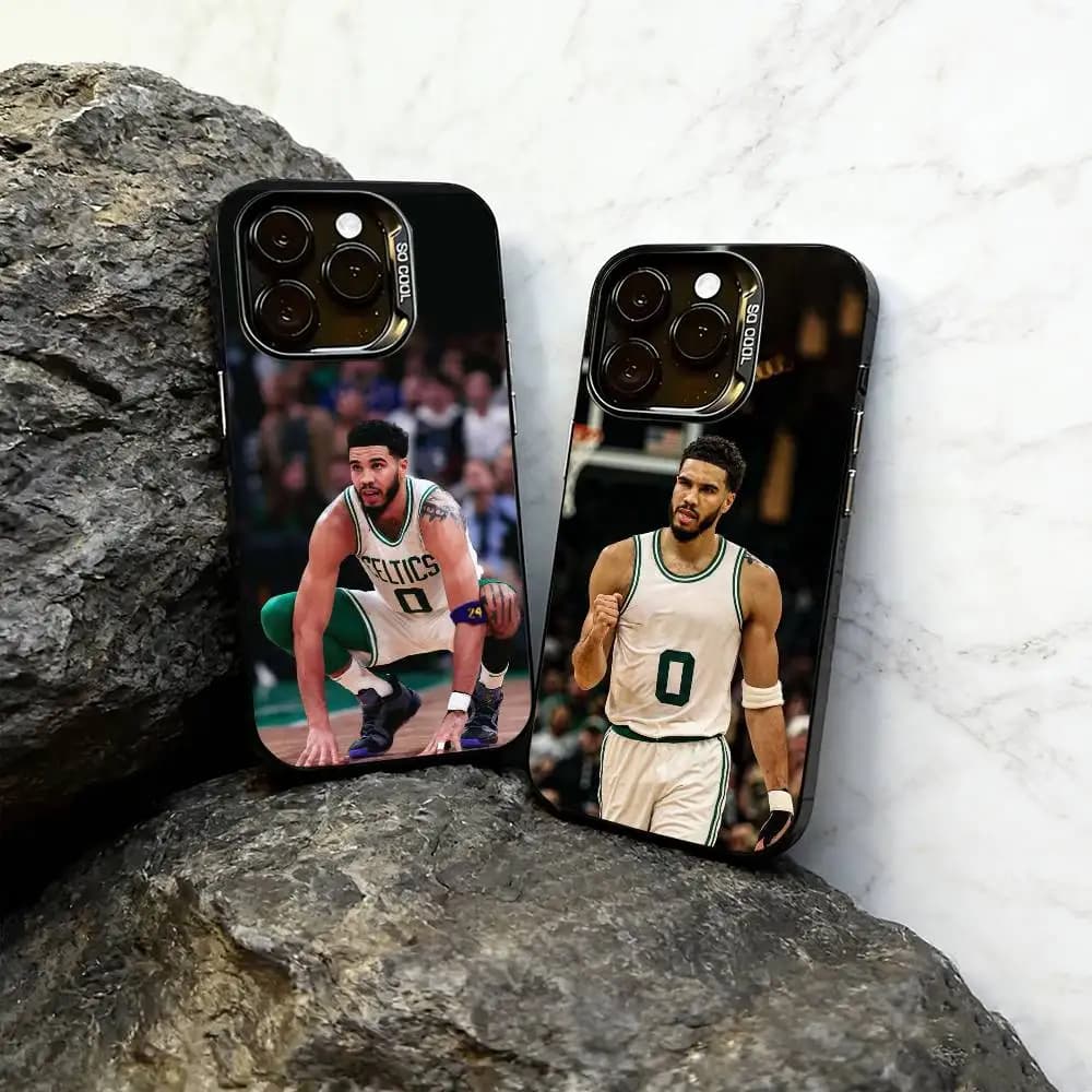 Cover per iPhone Jayson Tatum per modelli 17, 16, 15, 14, 13, 12, 11 Plus, Pro Max, XS, con rivestimento interno colorato argentato