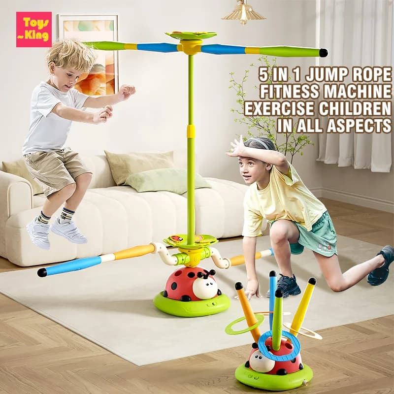5 In1 Children Coccinella Toy Air Launcher Iron Jumping Game Jumping Corda for Adjustable Jumping Sports Indoor Outdoor Educational Toys Kids Gifts