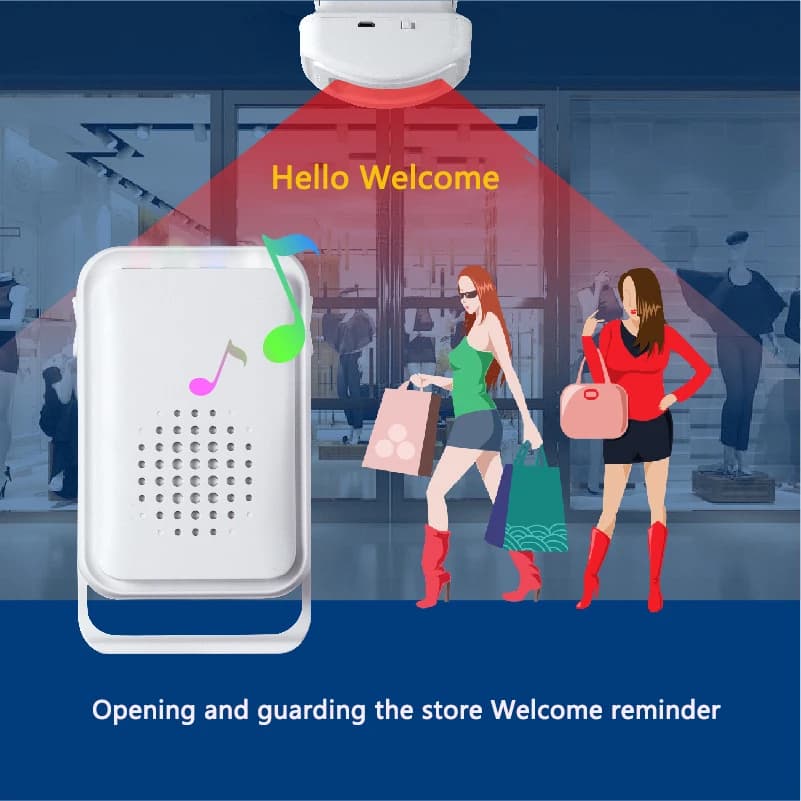 Campanello wireless a lunga distanza Prompt vocale intelligente Benvenuto Induzione a infrarossi Split Greeter Allarme Sensore campanello per porta Vita intelligente