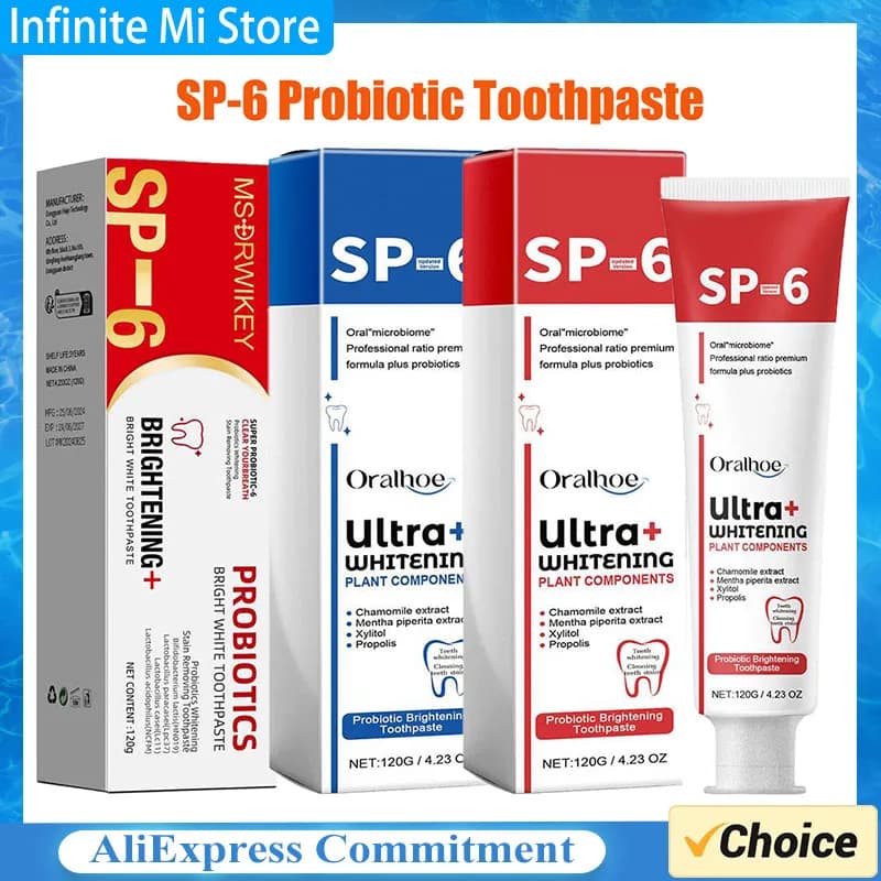 120g SP-6 Dentifricio Probiotic Tooth Whitening Remove Toothbrush Toothbrush Macchie