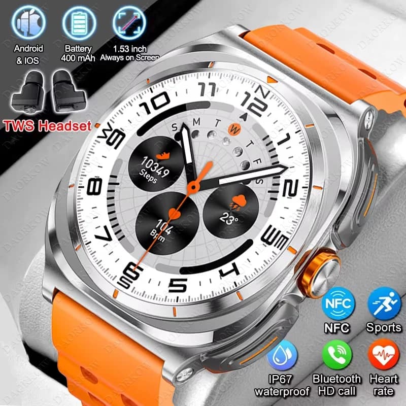 Smartwatch 2 in 1 2026 with TWS Bluetooth speakers, Cardiaca Frequency Monitoring and Blood Pressure, Fitness Sports Clock with Male Music