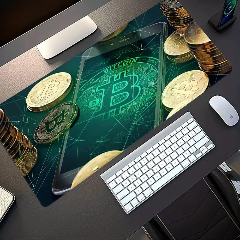 Tappetino per mouse con motivo Bitcoin, tappetino per mouse per PC, accessori per computer, tappetino per mouse da gioco, tappetino per tastiera per laptop, tappetino grande da scrivania