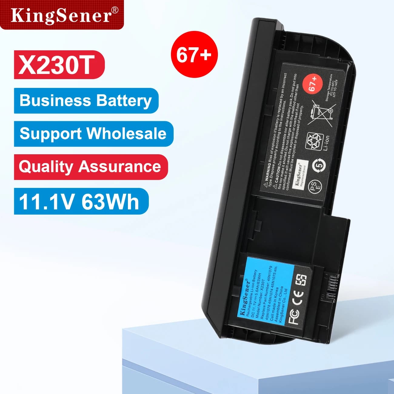 Batteria per Tablet KingSener Korea Cell X230T per Lenovo Thinkpad X230T 45 n1078 45 n1079 45 n1075 45 n1077 45 n1074 67 + 11.1V 5600mAh