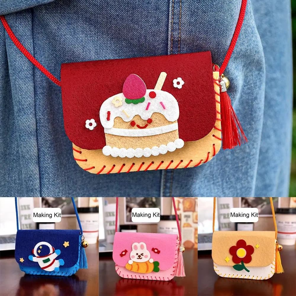 Cute Felt Felt Bag Making Kit Crafts Art Cartoon Handmade Bag Kindergarten Sewing Crossbody Bag