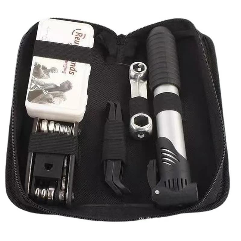 Multifunctional Bicycle Repair Tool Kit Bike Tire Patch Portable Air Pump Wrench Set for Mountain Bike Outdoor Cycling Emergency