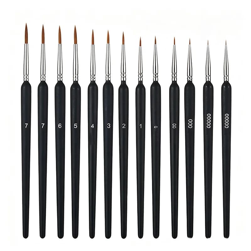 11Pcs Miniature Detail Paint Brushes Set Thin Fine Tip Liner Brushes with Ergonomic Handle for Acrylic Oil Model Painting HHBI04