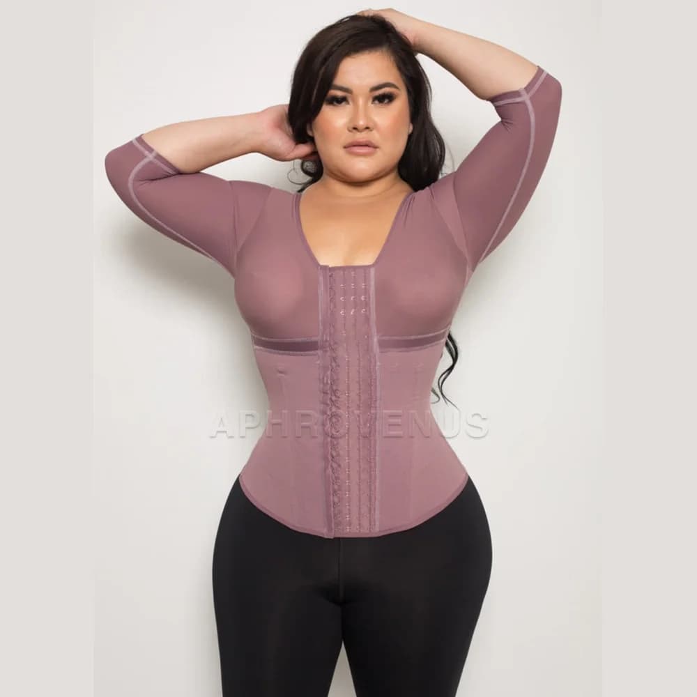 Fajas top a mezza manica con ossa che correggono la postura intimo modellante Shapewear diviso con gancio-occhi Body Shaper
