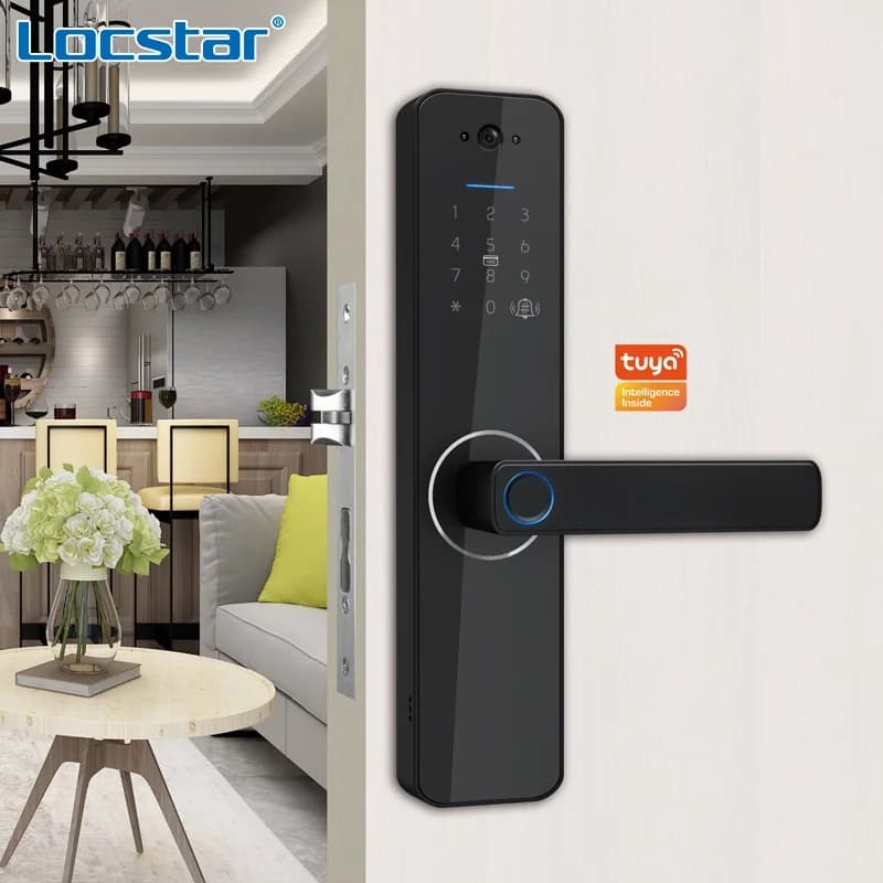 Serratura Elettronica di Sicurezza Residenziale, Cerradura Inteligente Para Puerta, Serratura Intelligente Digitale Tuya con Telecamera