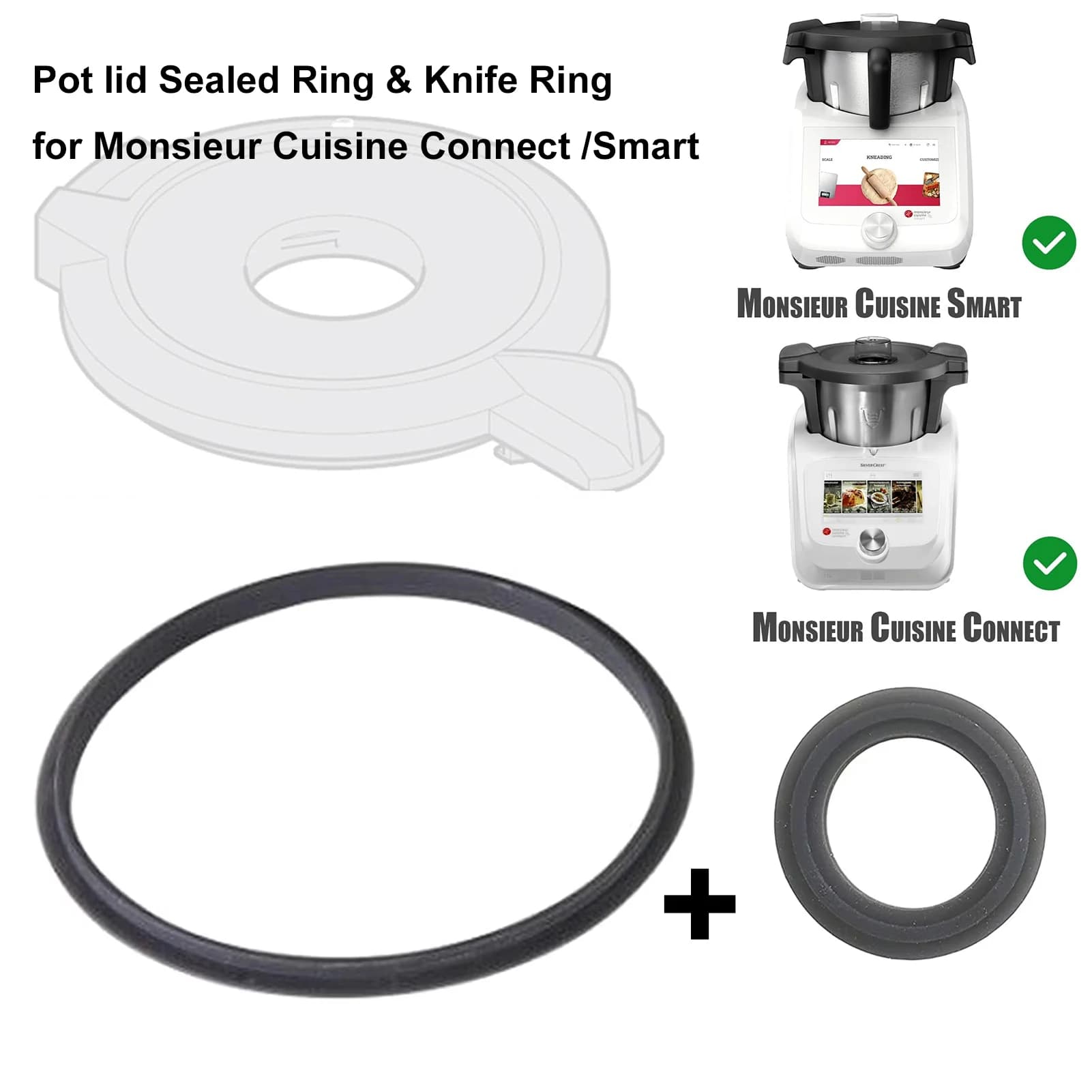 Sealed ring for Silvercrest Monsieur Cuisine Connect and smart cover seal + knife seal