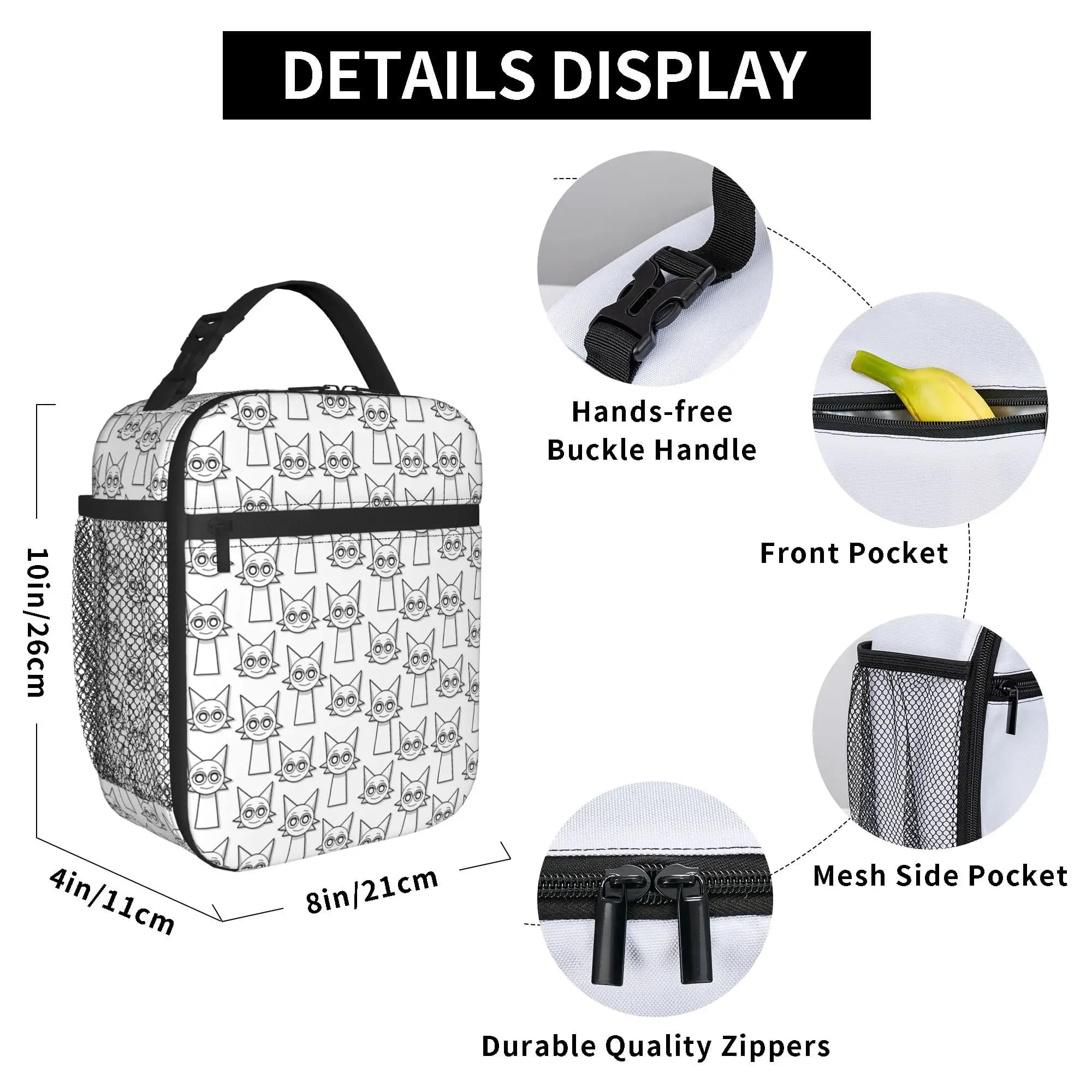 Cartoon Sprunkis Game Thermal Insulated Lunch Bag for Picnic Portable Food Bag Container Thermal Cooler Lunch Boxes